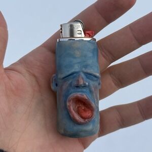 OOAK Handmade Bic Lighter Case J6 Sculpted Clay Surreal Art Creppy‎ Weirdcore